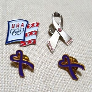 Bundle of Pins USA, and Awareness Pins